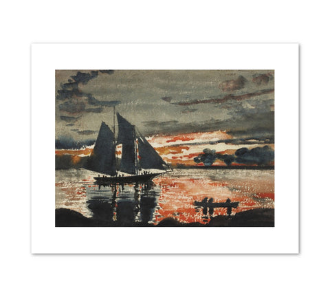SUNSET FIRES Art Print - Winslow Homer