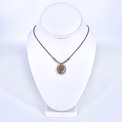 Textured Gold and Silver Oval Drop Necklace