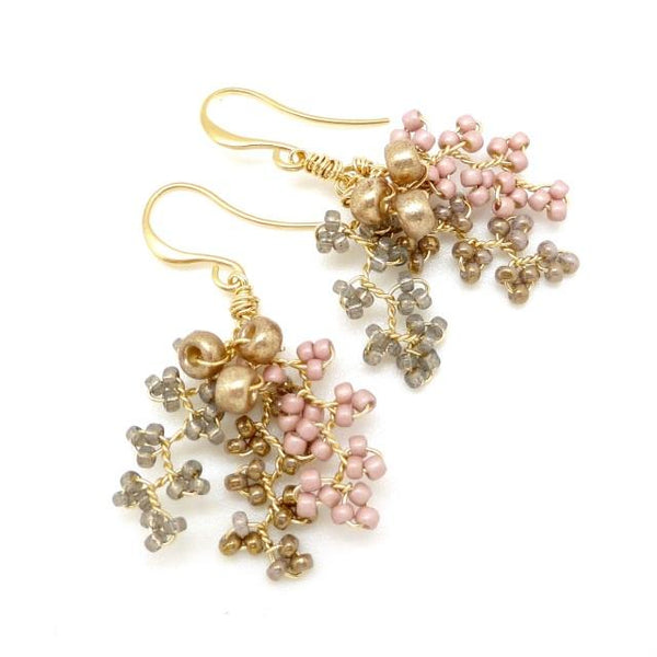 Jardin de Fleurs Beaded Flower Vine Earrings The Westmoreland Museum Shop