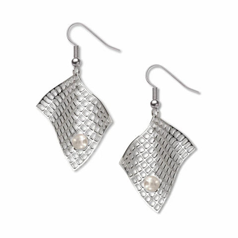 Diamond Armchair Pearl Earrings - David Howell Design