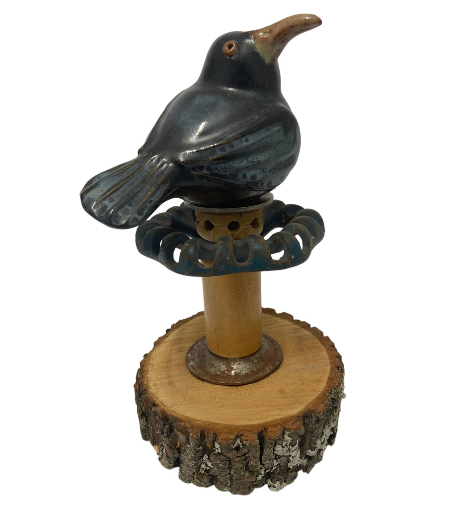 Ceramic and Wood Crow Stack